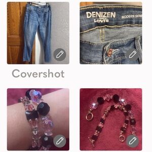 NEW Levi’s DENIZEN skinny👖16S+Bead⚫️🌸 925 clasp/accents bracelet set 7.5”